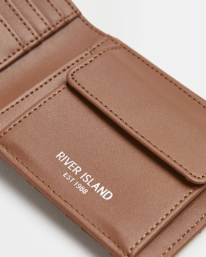 Brown RI Branded Weave Detail Wallet