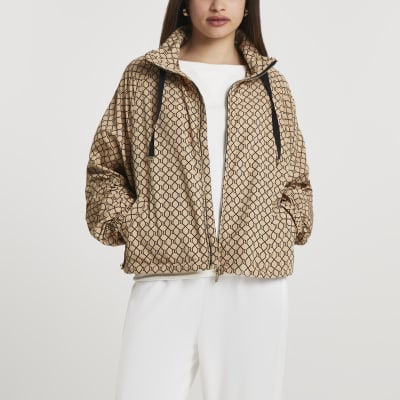 Brown RI hooded windbreaker bag jacket | River Island