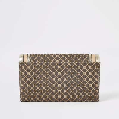 Brown RI mongram travel wallet