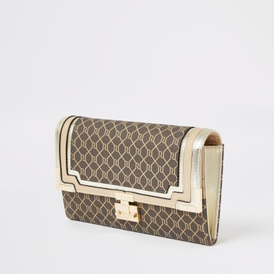 Brown RI mongram travel wallet