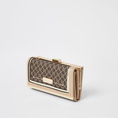 Brown RI monogram cliptop purse