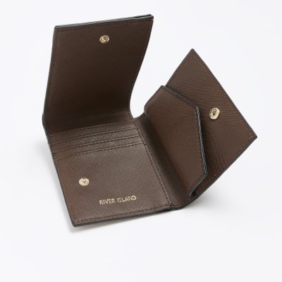 Brown RI monogram cross body card holder River Island