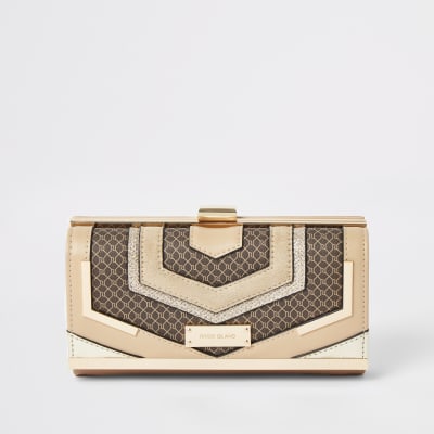 river island gold purse