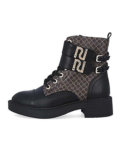 360 degree animation of product Brown RI monogram double strap boots frame-3