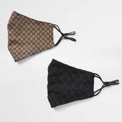 Brown RI monogram face covering pack of 2