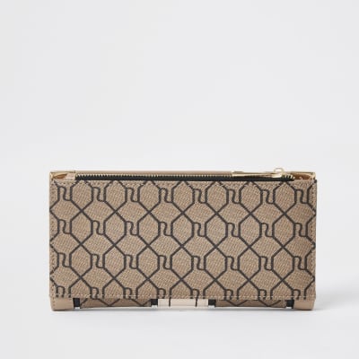 Brown RI Monogram foldout purse