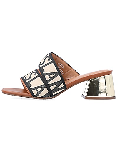 360 degree animation of product Brown RI monogram heeled sandals frame-3