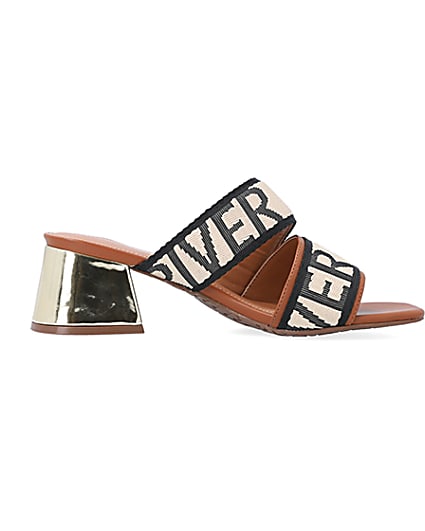 360 degree animation of product Brown RI monogram heeled sandals frame-15