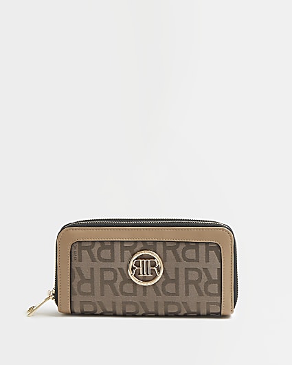 Brown RI monogram jacquard purse