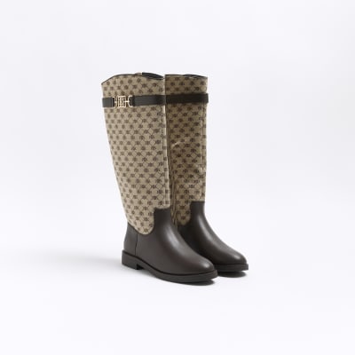 Navy knee high 2024 boots river island