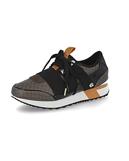 360 degree animation of product Brown RI monogram runner trainers frame-1