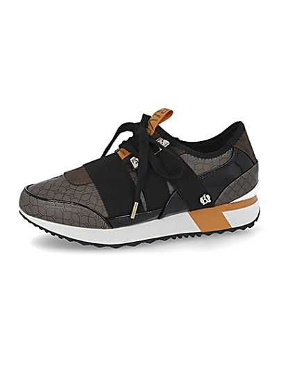 360 degree animation of product Brown RI monogram runner trainers frame-2