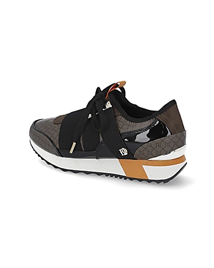 360 degree animation of product Brown RI monogram runner trainers frame-5