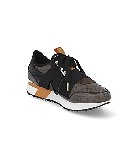 360 degree animation of product Brown RI monogram runner trainers frame-18