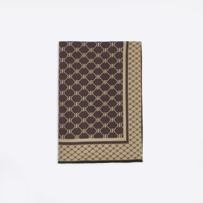 River Island monogram lightweight scarf in brown