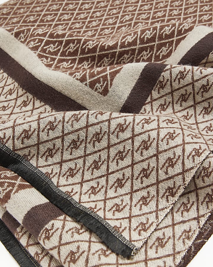 Brown RI monogram scarf