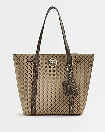 Brown RI monogram shopper bag