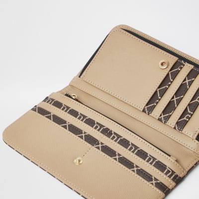 Brown RI monogram Zip around purse