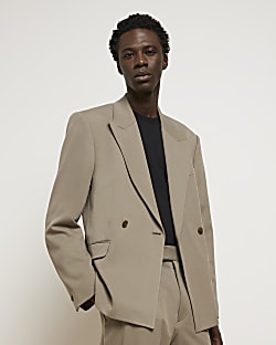 Brown RI Studio double breasted suit jacket