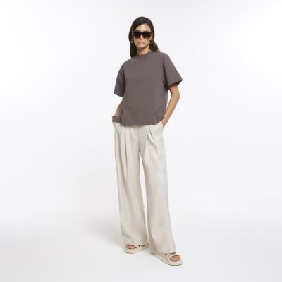 Brown RI Studio high neck jersey t-shirt