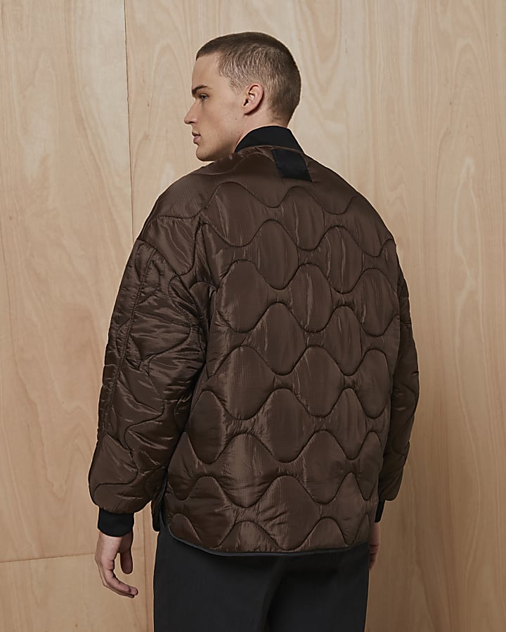 Brown RI Studio regular fit quilted jacket