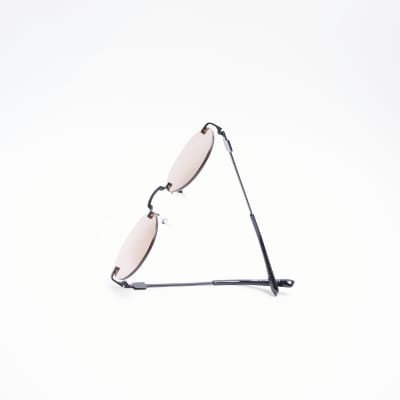 Brown rimless round sunglasses