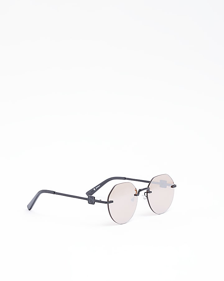 Brown rimless round sunglasses