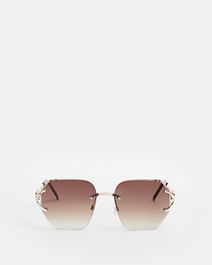 Brown rimless sunglasses