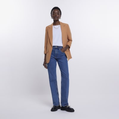 Brown rolled sleeve blazer