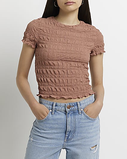 Brown ruched t-shirt