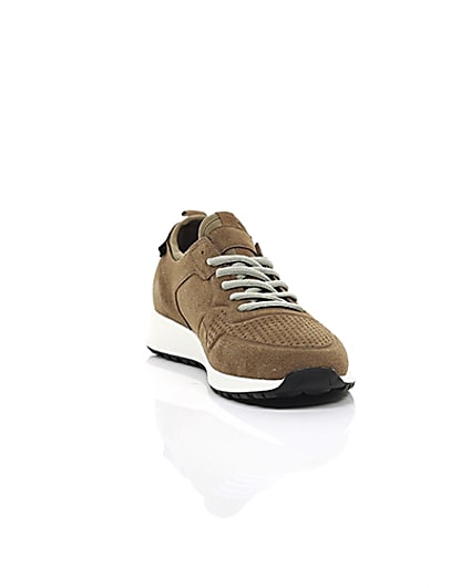 360 degree animation of product Brown runner trainers frame-5