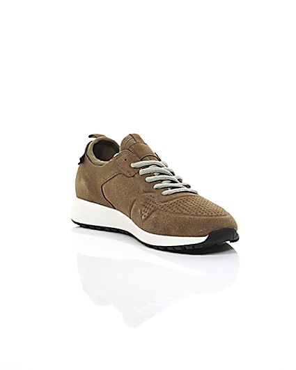 360 degree animation of product Brown runner trainers frame-6