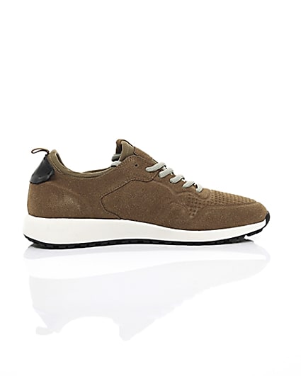 360 degree animation of product Brown runner trainers frame-10