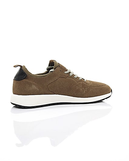 360 degree animation of product Brown runner trainers frame-11