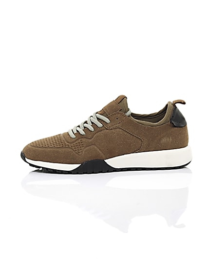360 degree animation of product Brown runner trainers frame-22