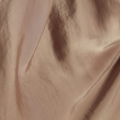 Brown satin cowl neck blouse