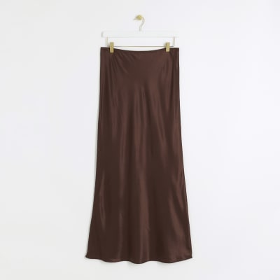 Brown Satin Maxi Skirt | River Island