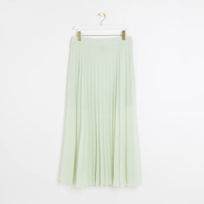 Green pleated skirt river island hotsell