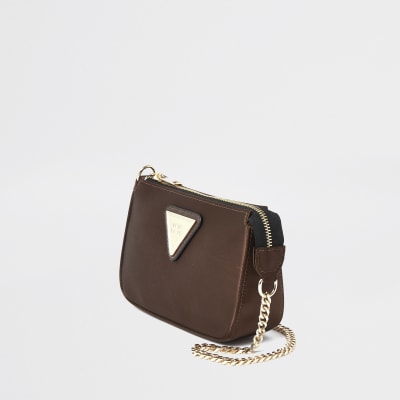 Brown Satin underarm handbag