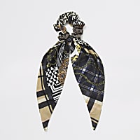 Brown scarf print scrunchie