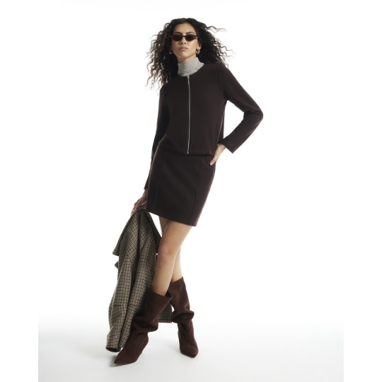 River Island Brown Seam Detail Cosy Mini Skirt