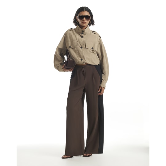 River Island Brown Side Stripe Wide Leg Joggers
