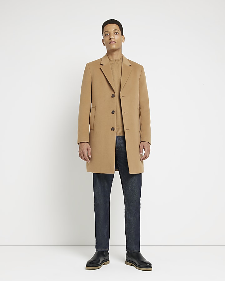 Brown single breasted overcoat