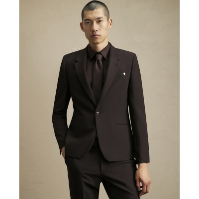 Brown Skinny Fit Suit Jacket