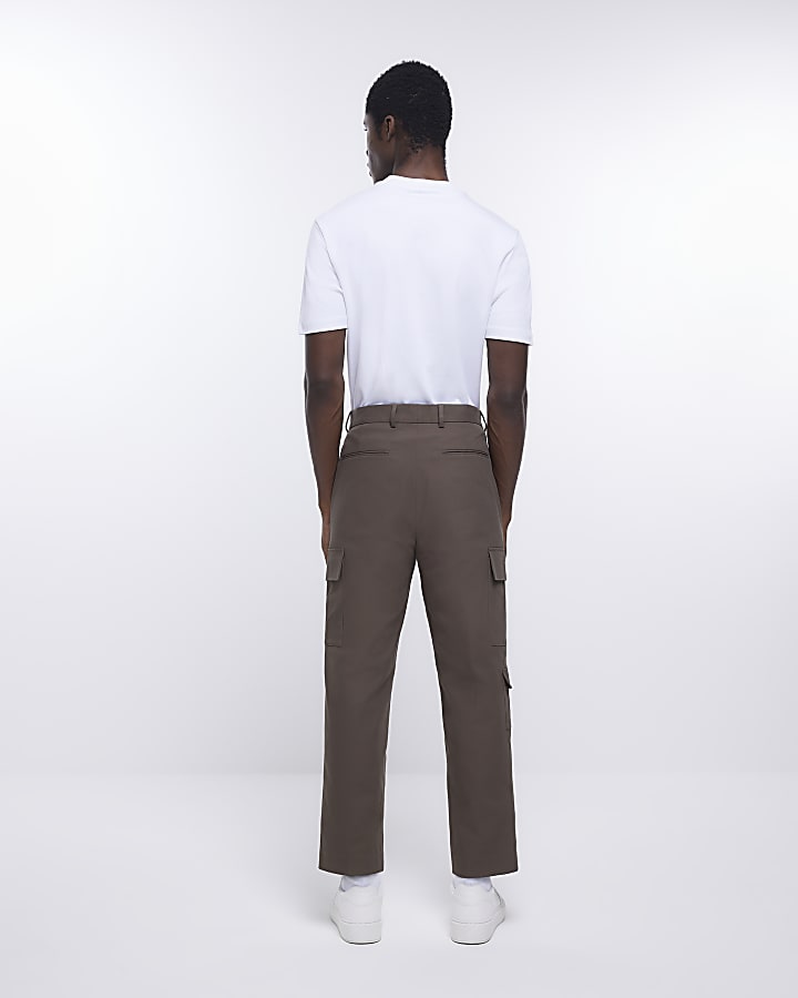 Brown Slim Fit Cargo Trousers