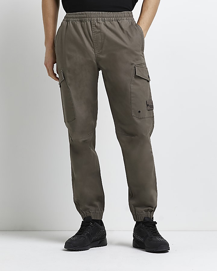 Brown slim fit cargo trousers