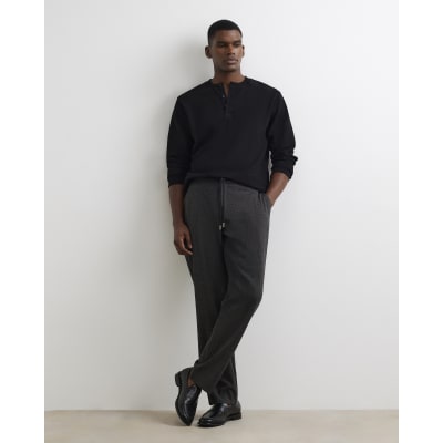 Brown Slim Fit Check Jogger Trousers