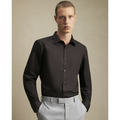 Brown Slim Fit Cotton Shirt