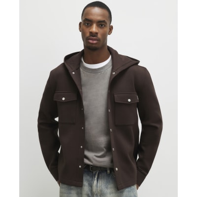 Brown Slim Fit Hooded Premium Jacket