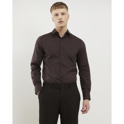 Brown Slim Fit Long Sleeve Shirt